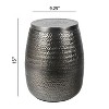 happimess Jasper Modern Rustic Arrow-Hammered Metal Drum Storage Side Table with Lid - 2 of 3