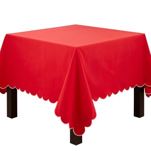 Saro Lifestyle Scalloped Tablecloth, 80", Red - 1 of 3