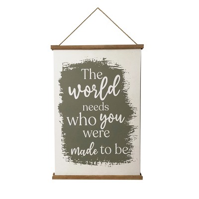 VIP Wood 23.62 in. White The World Canvas Sign
