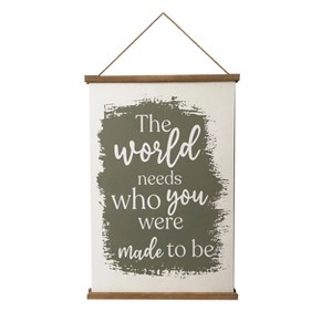VIP Wood 23.62 in. White The World Canvas Sign - 1 of 2