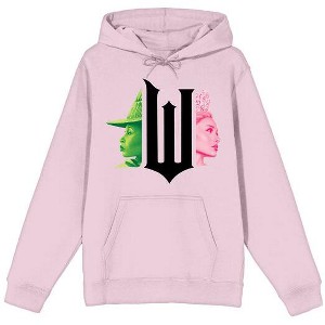 Wicked: Part 1 Glinda and Elphaba Green and Pink Adult Cradle Pink Long Sleeve Hoodie - 1 of 3