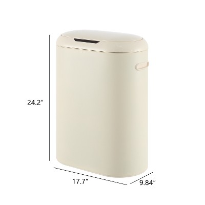 Limestone Beige Plastic Touchless Motion Sensor Trash Can, 13.2 Gallons