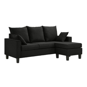 miBasics Dancesky Transitional L Shaped Reversible Sofa Sectional Black: Upholstered with Foam, Wood Frame - 1 of 4
