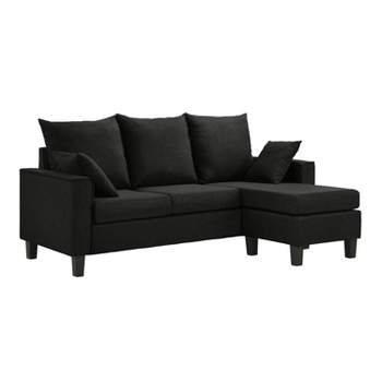 miBasics Dancesky Transitional L Shaped Reversible Sofa Sectional Black