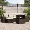 vidaXL 7 Piece Patio Sofa Set with Cushions Brown Poly Rattan - Brown and cream without storage 1 - 2 of 4