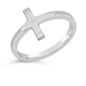 SHINE by Sterling Forever Sterling Silver Polished Cross Ring Silver Size 8 - 1 of 3