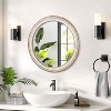 MAYEERTY 35.4" Wooden Farmhouse Round Wall Mirror for Bathroom Vanity Bedroom Living Room Decorative Mirror - 3 of 4