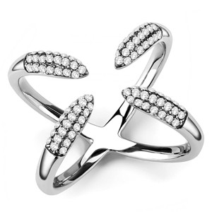 Slickblue Clear CZ Cuff Ring in Polished Stainless Steel - Open Adjustable Band, Women's Ring, Size 5-10 - 1 of 4