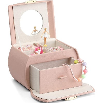 Jewelry Box for Girls with Drawer, Music Box with Ballerina and Stickers for Birthday Bedroom Decor