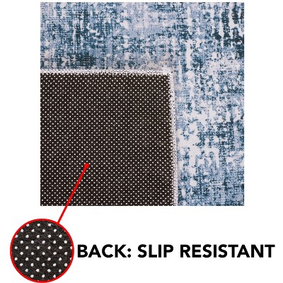 Green and Grey Rectangular Machine Washable Area Rug