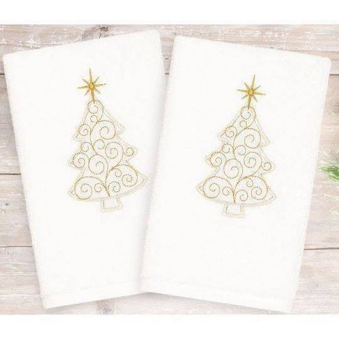MCEAST 3 Pack Christmas Hand Towels 14 x 25 Inch Cotton Towels Embroidered  Christmas Bath Towels Red and Black Buffalo Plaid Hand Towels for Bathroom