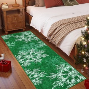 Christmas Rug Washable Rug for Living Room, Snowflake Printed Mats - 1 of 4