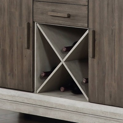 Transitional Abacus 54" Gray-Brown Sideboard with Wine Rack
