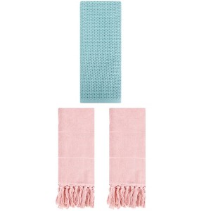 REGALWOVEN 3 Packs Cotton Soft Absorbent Tassels and Waffle Decorative Hand Towel - 1 of 4