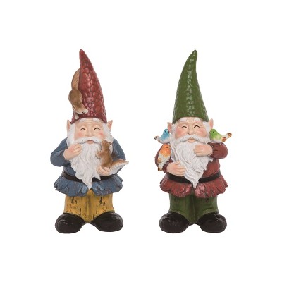 Transpac Resin Gnome with Friends Figurine Set of 2 Multicolored Decorative Tabletop Objects for Home Decor