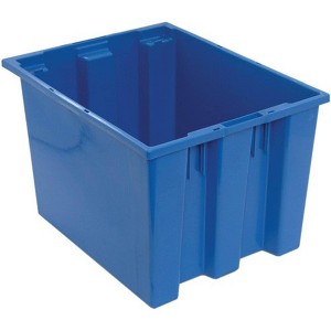 Quantum Storage Systems Stack And Nest Tote, 19-1/2"W X 15-1/2"D X 13"H, Heavy Duty, 1.70 Cu. Ft. Capacity, Blue Polypropylene - 1 of 2