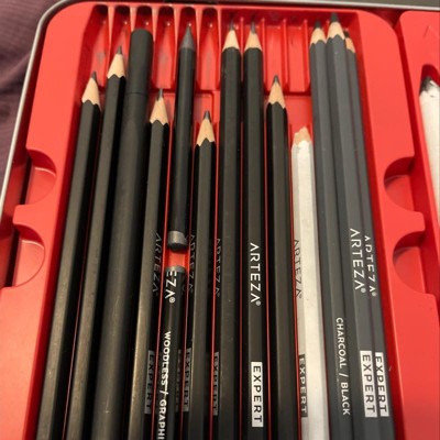 ARTEZA Arteza Professional Drawing Pencils Set- Graphite, Charcoal,  Blenders, Erasers- 33 Pack at