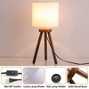 18" Nordic Style Tripod Table Lamp with Natural Wood Base and Linen Drum Shade for Bedroom, Living Room & Entryway - 3 of 4