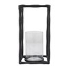 Modern Metal & Glass Pillar Candle Holder - Handcrafted Aluminum Frame with Clear Glass Hurricane - Ideal for Home, Office, Living Room, & Bedroom - 3 of 4