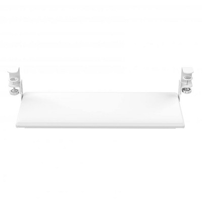White Adjustable Clamp-On Retractable Keyboard Tray