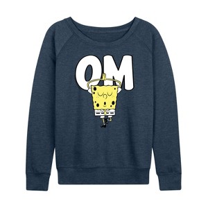 Women's - SpongeBob SquarePants - Yoga Pose Lightweight French Terry Wide Neck Long Sleeve Shirt - 1 of 4