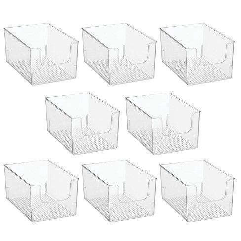 mDesign Plastic Kitchen Pantry Storage Organizer Container Bin - 8 Pack -  Clear 