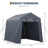 Portable Outdoor Storage Shed, Waterproof PE Tarp Carport with Roll-Up Zipper Door & Vent, UV/Rain/Snow Resistant Shelter for Tools - 3 of 4