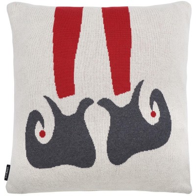 Santas Helper Pillow - Red/Beige - 18"x18" - Safavieh