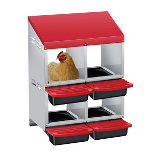 Chicken Nesting Boxes, 4 Compartment Metal Roll Away Nest Box for Chicken and Poultry to Collect Eggs, Chicken Laying Box for Chicken Coop - 1 of 4