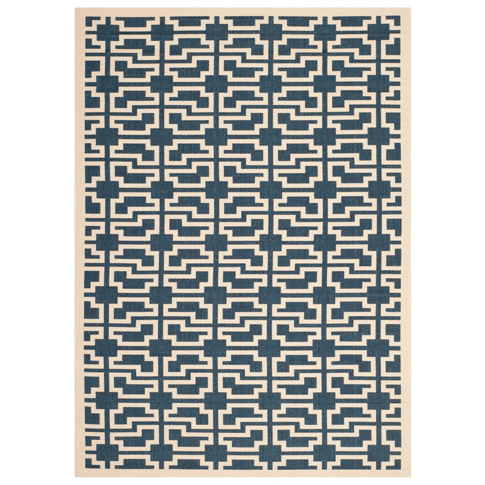 5'3inX7'7in Rectangle Bury Outer Patio Rug Navy/Beige - Safavieh