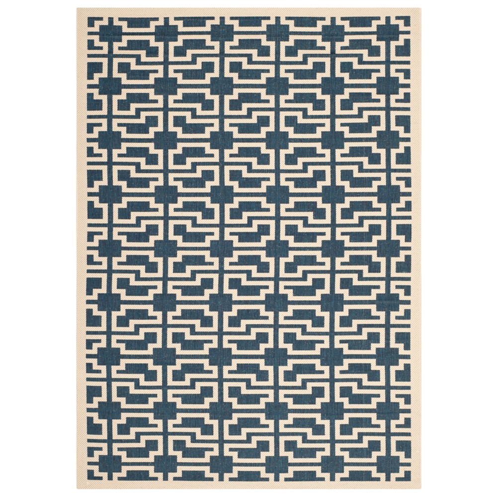 5'3inX7'7in Rectangle Bury Outer Patio Rug Navy/Beige - Safavieh