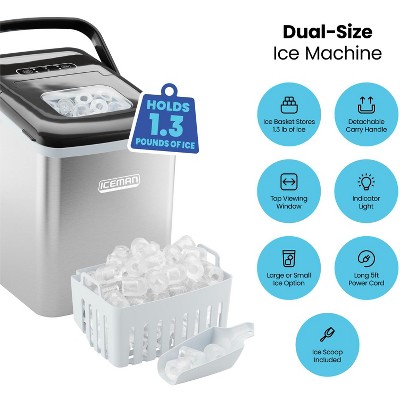 Iceman Stainless Steel Dual-Size Portable Countertop Ice Maker