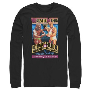 Mens WWE Hulk Hogan VS The Ultimate Warrior Poster Long Sleeve Shirt - 1 of 4