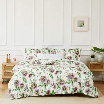 Southshore Fine Living Passiflora 300 Thread-Count 100% Cotton Sateen Floral Duvet Cover Set