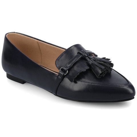 Женские туфли Journee Collection Journee Women's Jannah Medium and Wide Width Tassel Loafer Flats, Navy 7