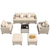 XIZZI All-Weather Rattan Furniture, Sectional Sets w/ Optional Solar Light-Up Coffee Table & Ottoman, Choose 6-9pc Configs in 8 Fade Resistant Colors - 2 of 4