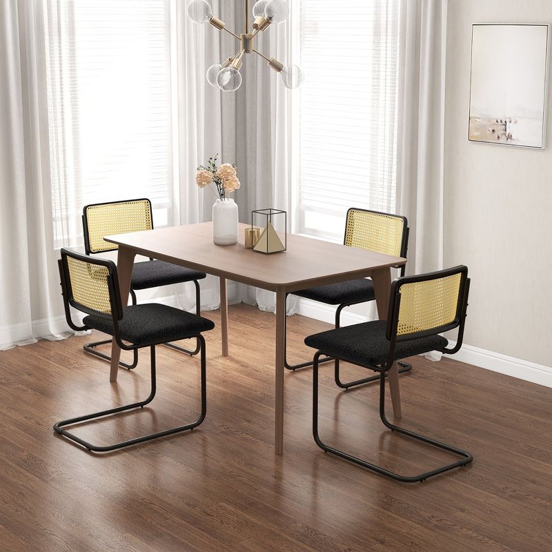 Costway Dining Chairs Set Rattan Upholstered Dining Chairs with Cane Back&Metal Base, 2 of 13