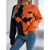 Coolmee Women's Halloween Pullover Sweater Color Block Long Sleeve Knit Fall Winter Sweater Tops - 4 of 4