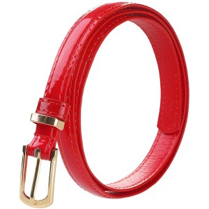 INSPIRE CHIC Women's Patent Leather PU Skinny Alloy Buckle Jeans Waist Belt - 1 of 4