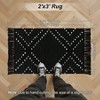 Boho Black Bathroom Rug 2x3 Washable Cotton Woven Throw Rugs Moroccan Area Carpet with Tassel for Kitchen Sink Entryway - 2 of 4