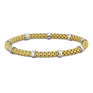 EVERLY JEWELRY | Silver 4mm Station Elastic Bracelet, 7 in- Multiple Metal Color Option - 1 of 3