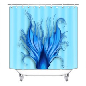 Blue Fishtail Pattern Shower Curtains for Bathroom Waterproof Fabric Bath Curtain Durable Soft Stylish Bathroom Decor 72x72 Inch - 1 of 1