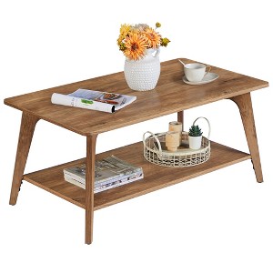 2-Tier Storage Coffee Table, 39.4" Wide Living Room Center Table, 110lb Capacity, Easy Assembly, Rounded Corners - 1 of 4