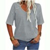 Imily Bela Women's Casual V Neck Half Sleeve Oversized T Shirt Solid Color Basic Top - 2 of 4