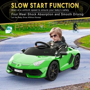 12V Electric Ride-On Car for Kids | Licensed Lamborghini Battery-Powered Sports Car with Remote Control, 2 Speeds, Sound System, LED Headlights - 1 of 4