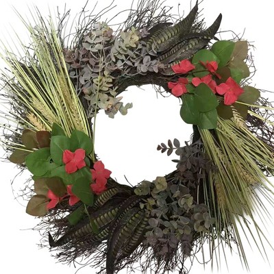 Northlight Wheat, Eucalyptus and Twig Artificial Wreath, 22-Inch