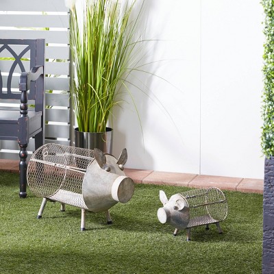 11" & 8" Wide 2pc Planters Farmhouse Metal Pigs - Olivia & May: Iron Garden Statues, No Drainage Holes, 3 of 7