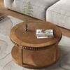 Bella Depot 31.5'' Round Solid Wood Coffee Table for Living Room,2-Tier Rustic Wood Desktop with Storage Shelf - 3 of 4