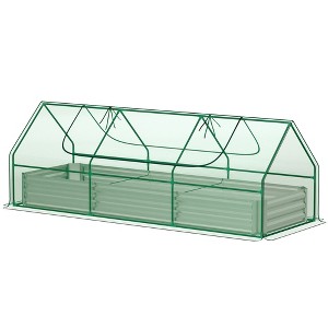 8.6 x 3 x 1ft Raised Garden Bed with Mini Greenhouse, Galvanized Raised Garden Bed with Cover for Herbs and Vegetables - 1 of 4