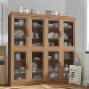 PexFix Wood Grain Glass Door Storage Cabinet Modern Display Organizer Dust Storage Shelves - 2 of 4